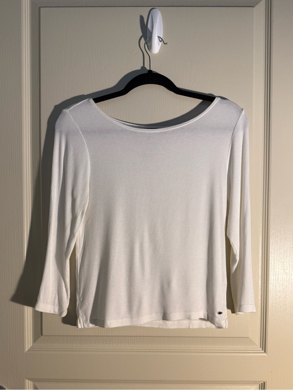 American Eagle Outfitters White Ribbed Long Sleeve Top